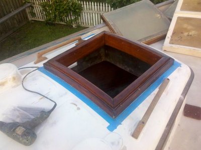 This is a shot of the forward hatch.  I love the color of teak with varnish on it.